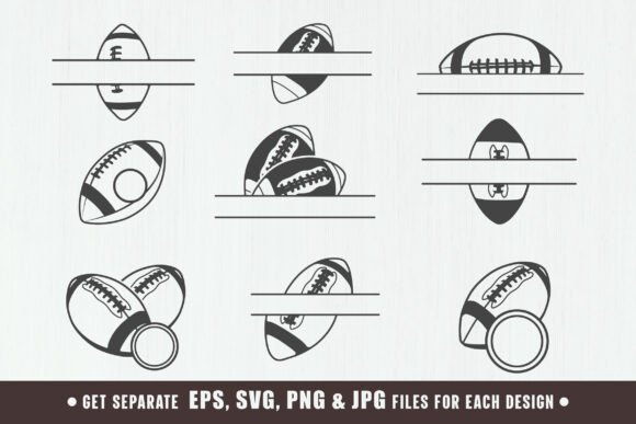 American Football Outline Monogram Svg: Graphics & Crafts