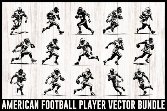 American Football Player Silhouette Bundle for Graphics & Crafts