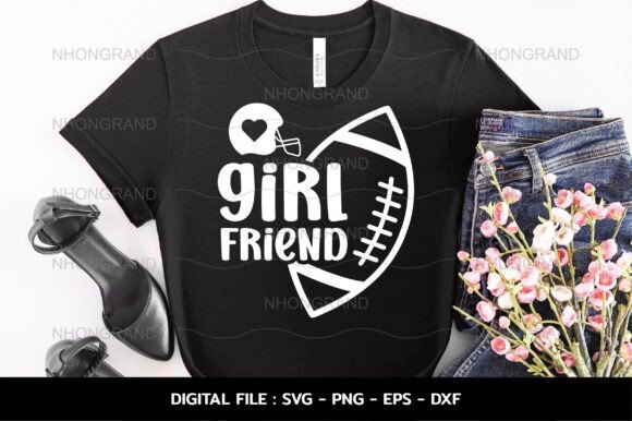 Football Girlfriend Helmet and Heart Graphics for Crafts