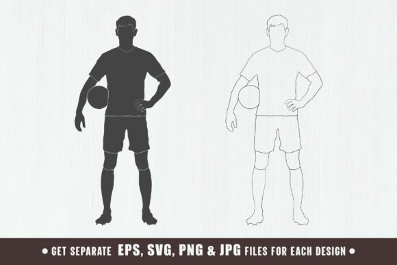 Football Player Line Drawing Silhouette for Graphics & Crafts