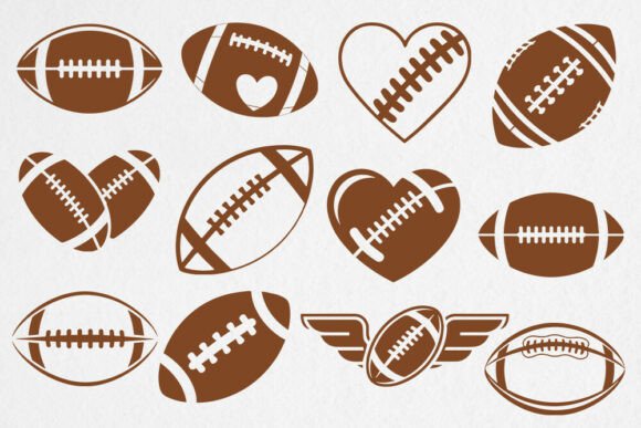 Football SVG Bundle: Sports Heart Graphics for Crafts