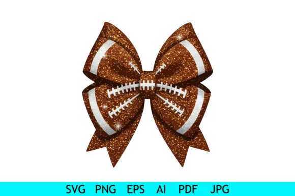 Glitter Football Bow Sports Accessory Graphics for Crafts