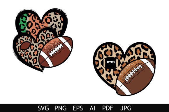 Leopard Football Heart Sublimation Graphics for Crafts