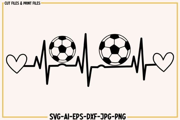 Soccer Heartbeat SVG PNG: Graphics Crafts for Branding